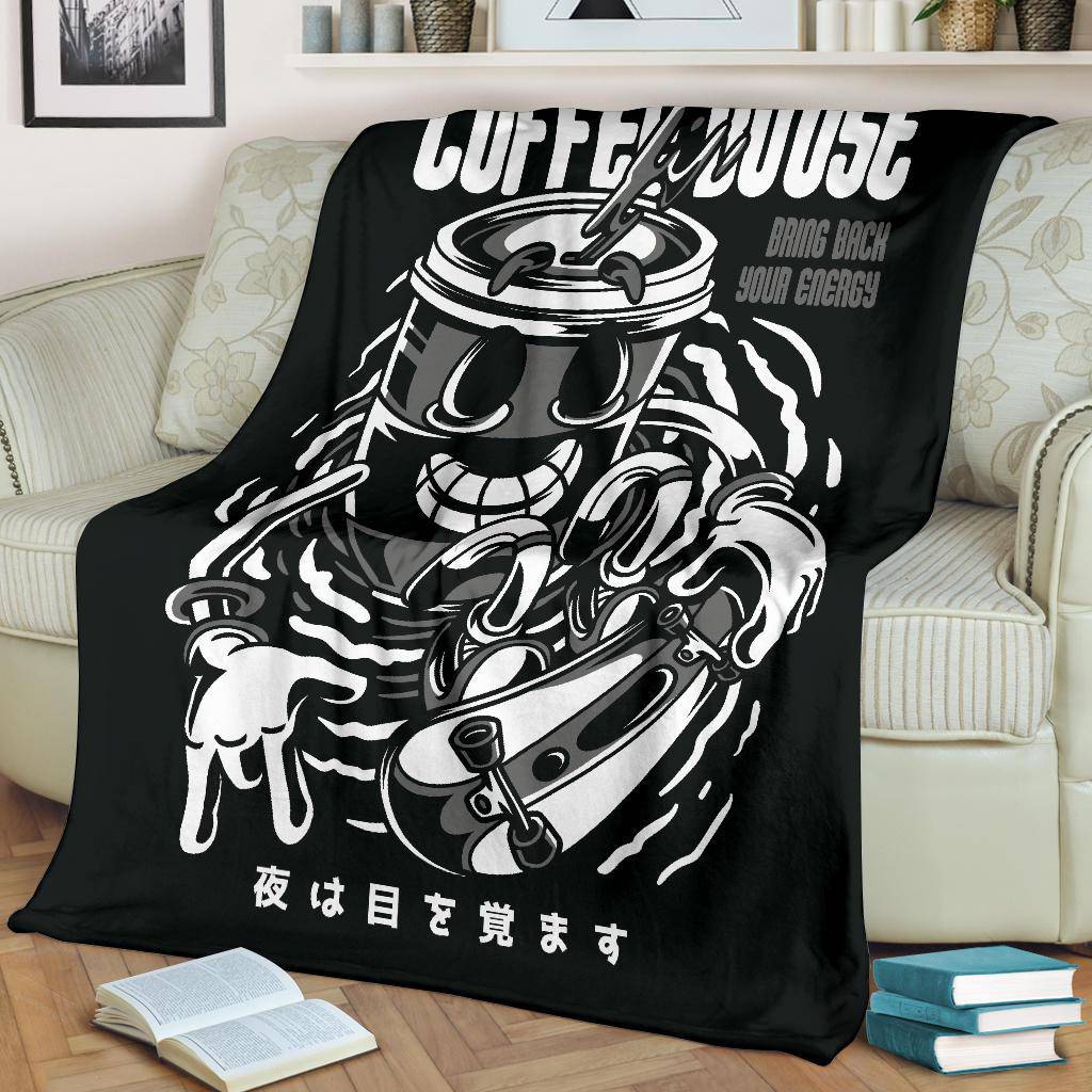 Cofee Energy Boost Cartoon Premium Blanket - Top Content | POD Collection | Free Shipping