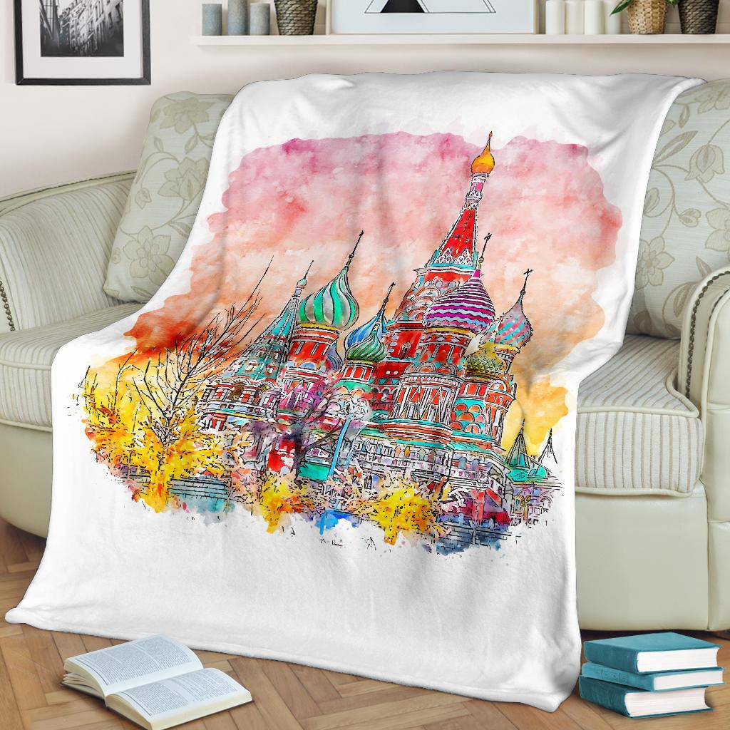 Hand Drawn Moscow Russia Watercolour Sketch Illustration Premium Blanket - Top Content | POD Collection | Free Shipping