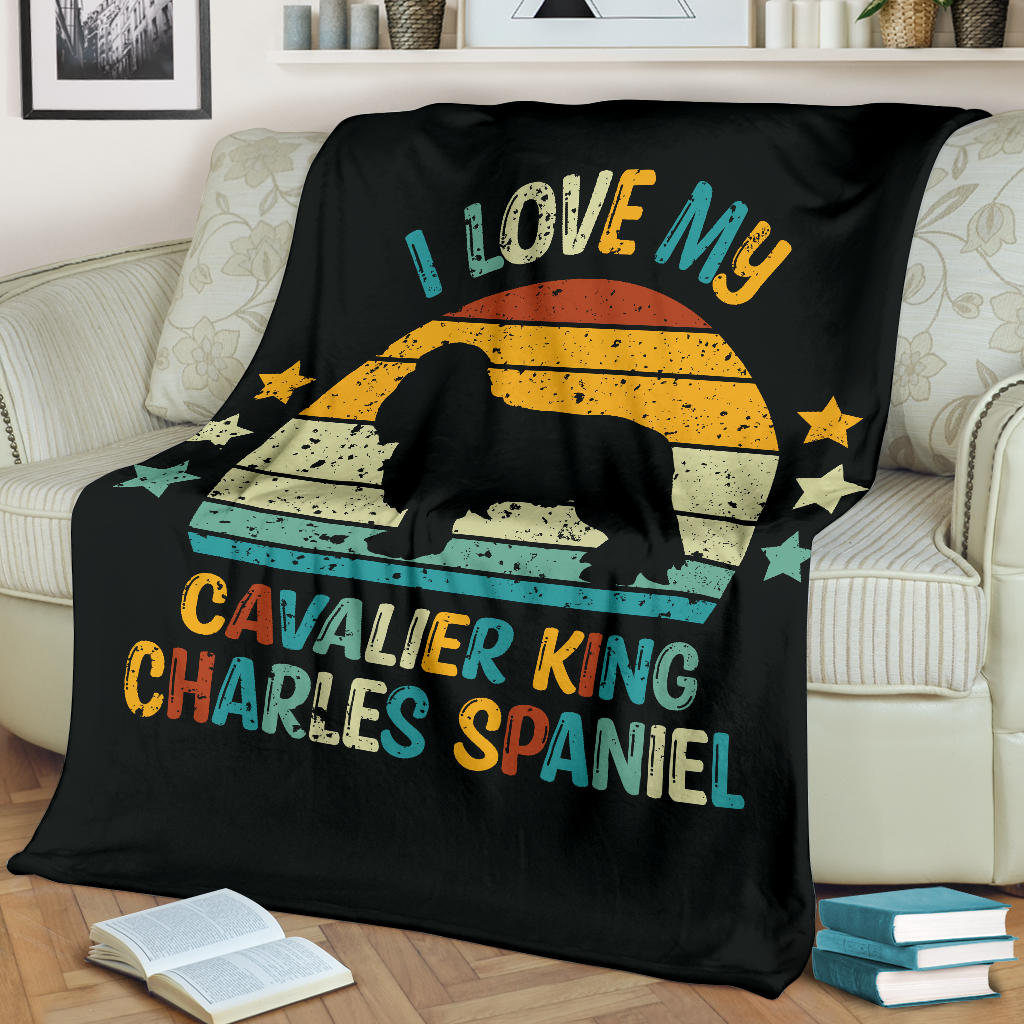 Cavalier King Charles Spaniel Blanket, Cavalier King Charles Spaniel Retro Blanket, Cavalier King Charles Spaniel Throw Blanket, Cavalier King Charles Spaniel Gifts