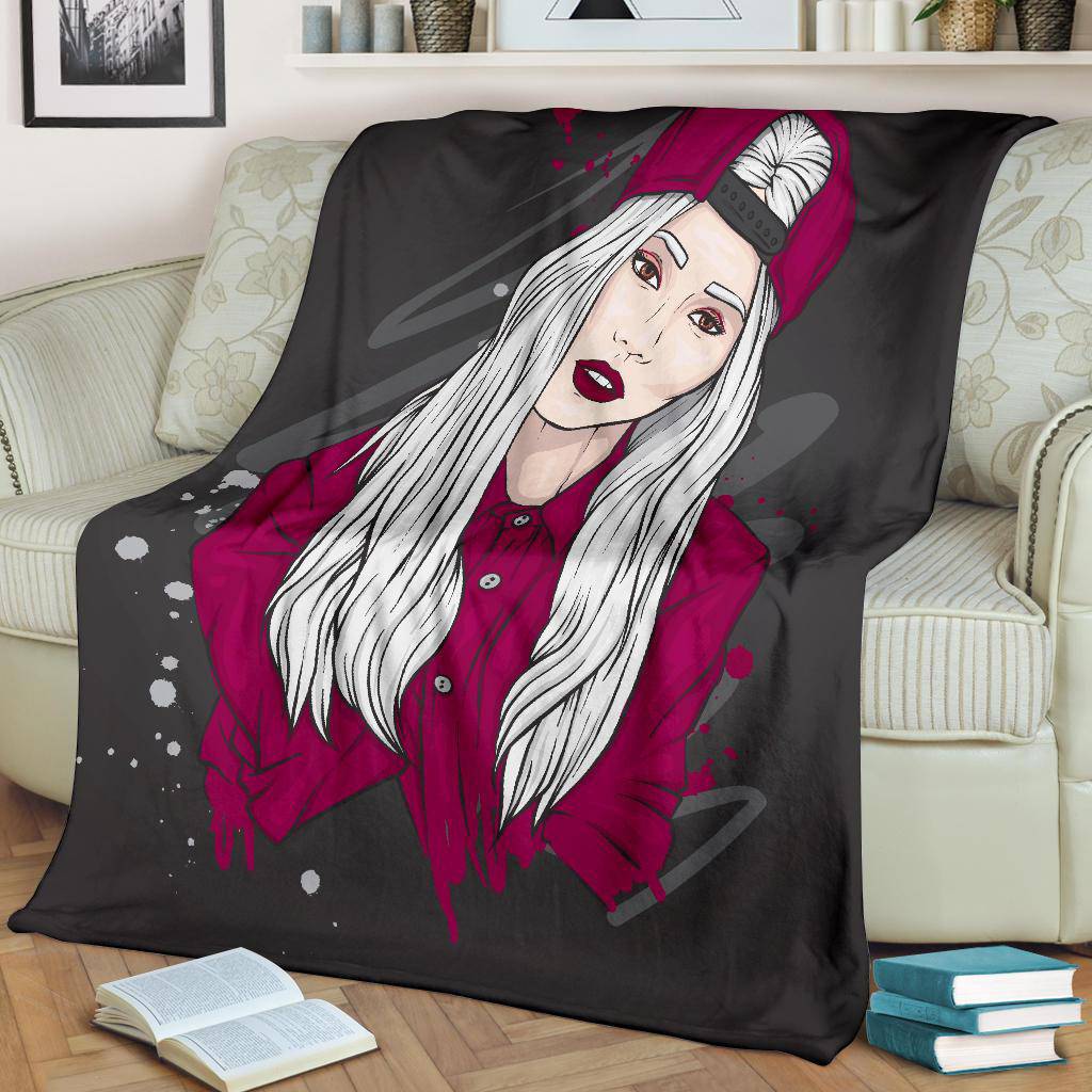 Premium Blanket Stylish Girl Hip Hop Cartoon - Top Content | POD Collection | Free Shipping