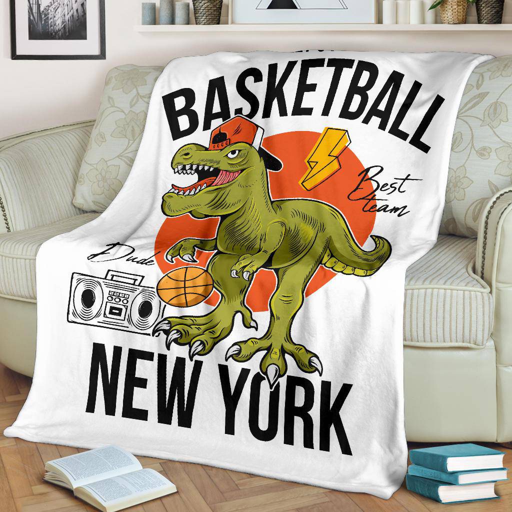 Basketball T-rex Dinosaur New York Team Premium Blanket - Top Content | POD Collection | Free Shipping