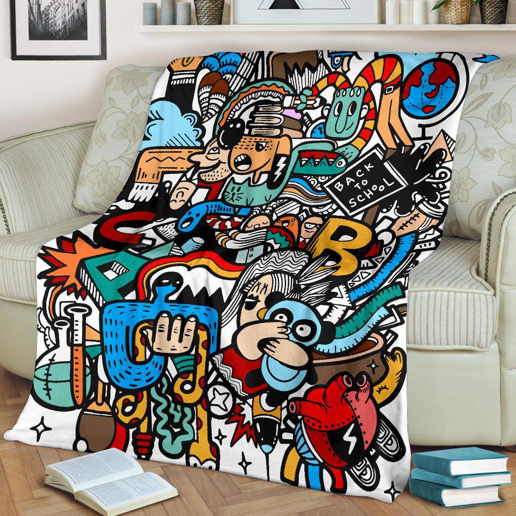 Funny School Kids Cartoon Art Premium Blanket - Top Content | POD Collection | Free Shipping