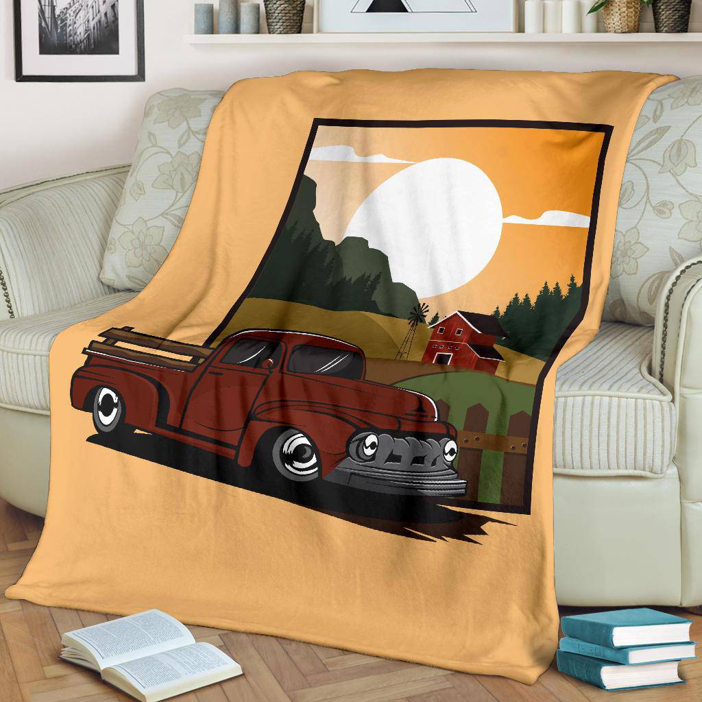 Field Farm Truck Cartoon Premium Blanket - Top Content | POD Collection | Free Shipping