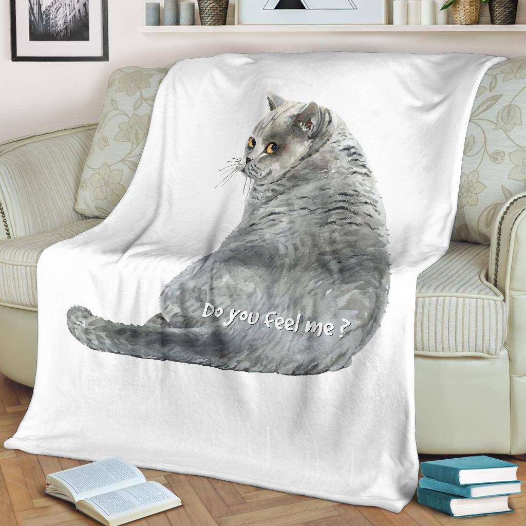 Watercolour Cat Drawing Illustration Premium Blanket, Do you Feel Me - Top Content | POD Collection | Free Shipping