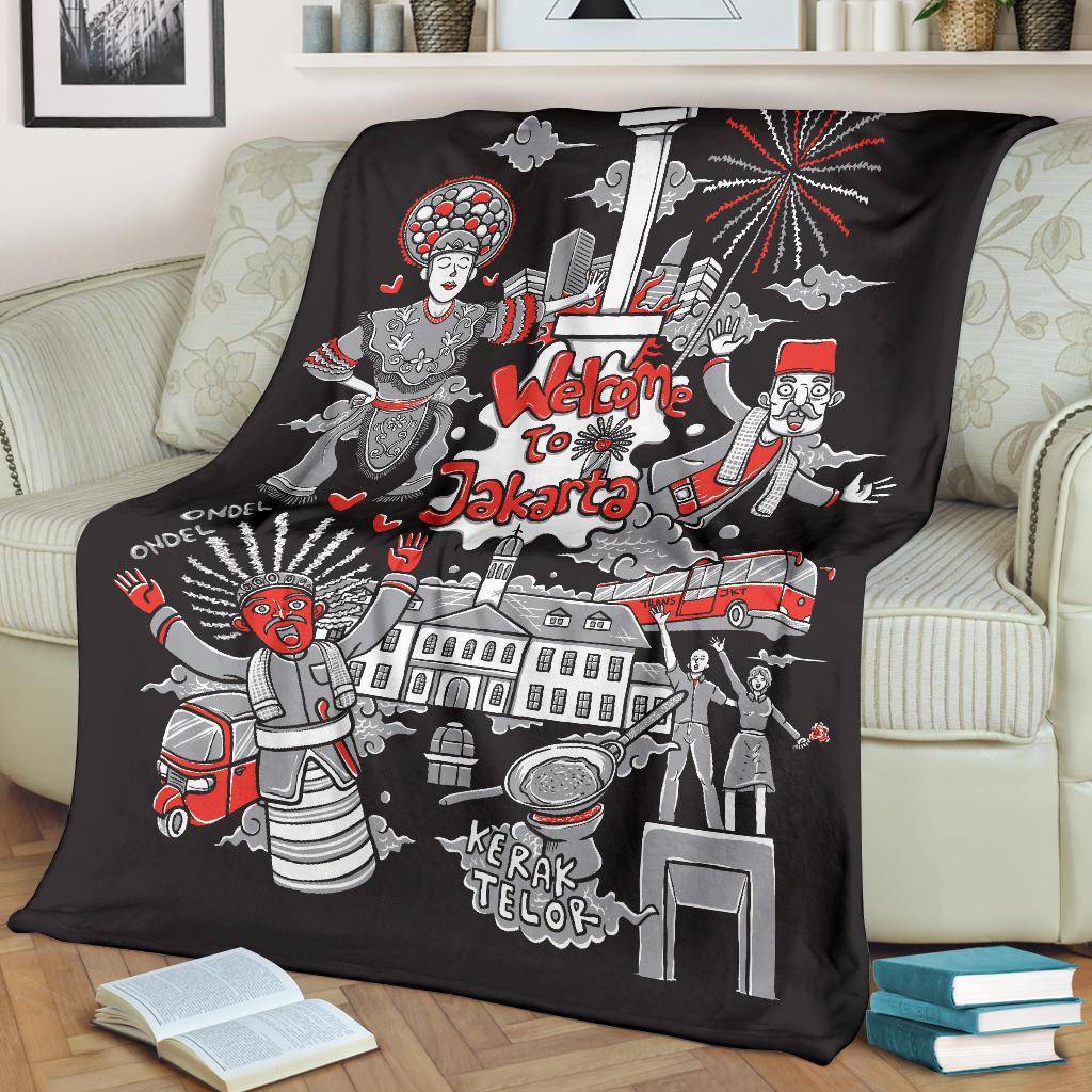 Welcome To Jakarta Premium Blanket, Cool Cartoon Travel Gift - Top Content | POD Collection | Free Shipping