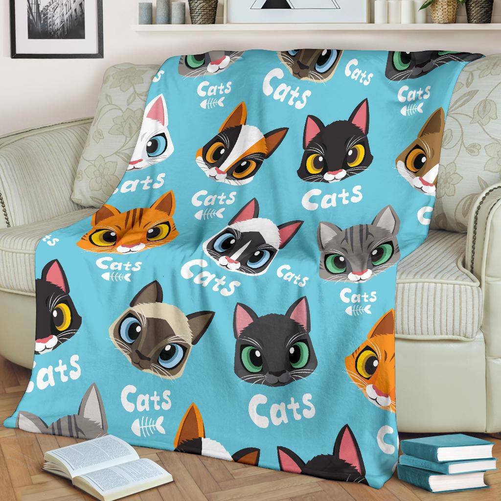 Cute Love Cats Cartoon Pattern Background Premium Blanket - Top Content | POD Collection | Free Shipping