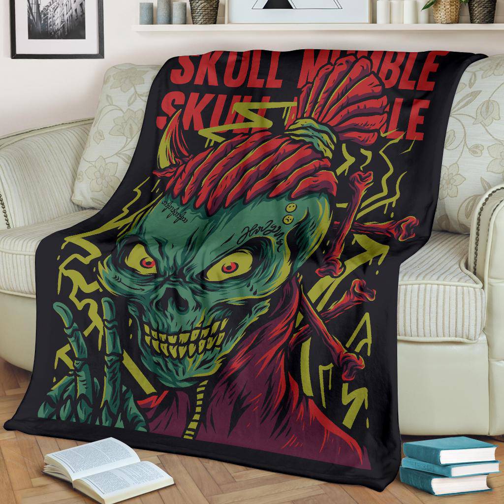 Skull Mumble Rap Music Art Cartoon Premium Blanket - Top Content | POD Collection | Free Shipping