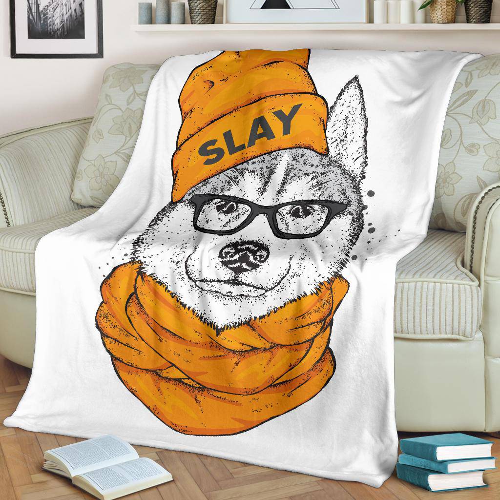 Stylish Slay Husky Cartoon Premium Blanket - Top Content | POD Collection | Free Shipping