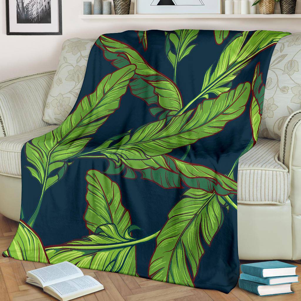 Green Banana Plant Leaves Premium Blanket - Top Content | POD Collection | Free Shipping