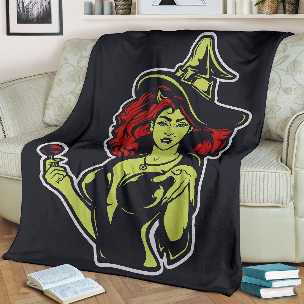 Cool Halloween Witch Cartoon Illustration Premium Blanket - Top Content | POD Collection | Free Shipping