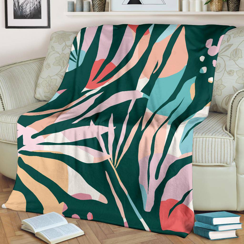 Hand Drawn Colorful Leaves Plant Love Premium Blanket - Top Content | POD Collection | Free Shipping