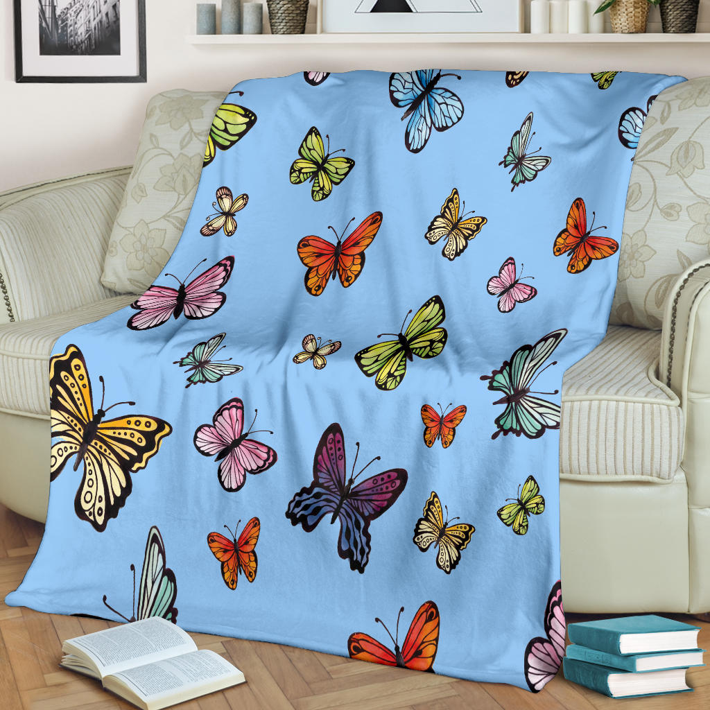 colorful butterflies blue collection blanket - Top Content | POD Collection | Free Shipping