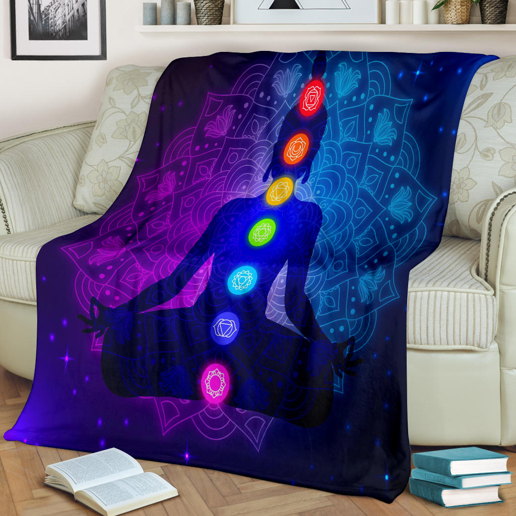 chakras body silhouette meditation blanket - Top Content | POD Collection | Free Shipping