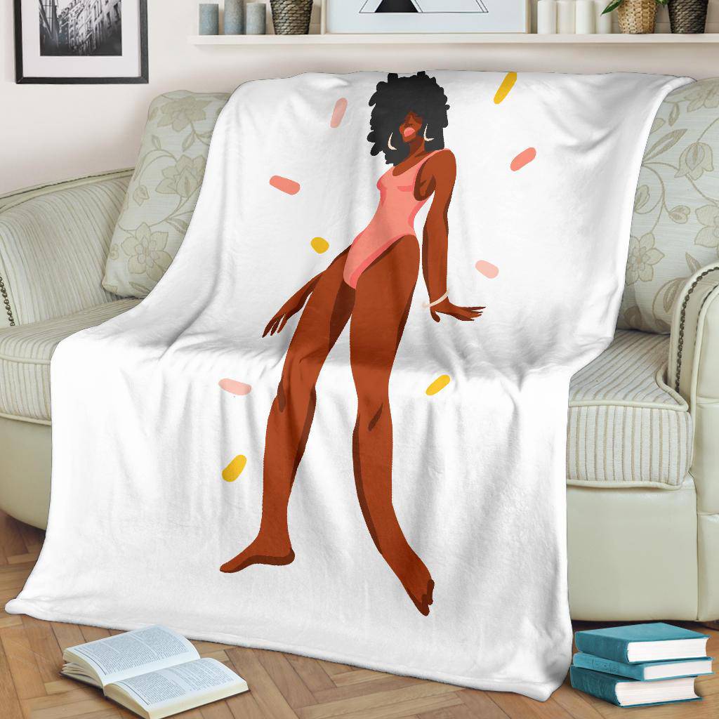 Hand Drawn Afro Woman Cartoon, Summer Premium Blanket - Top Content | POD Collection | Free Shipping