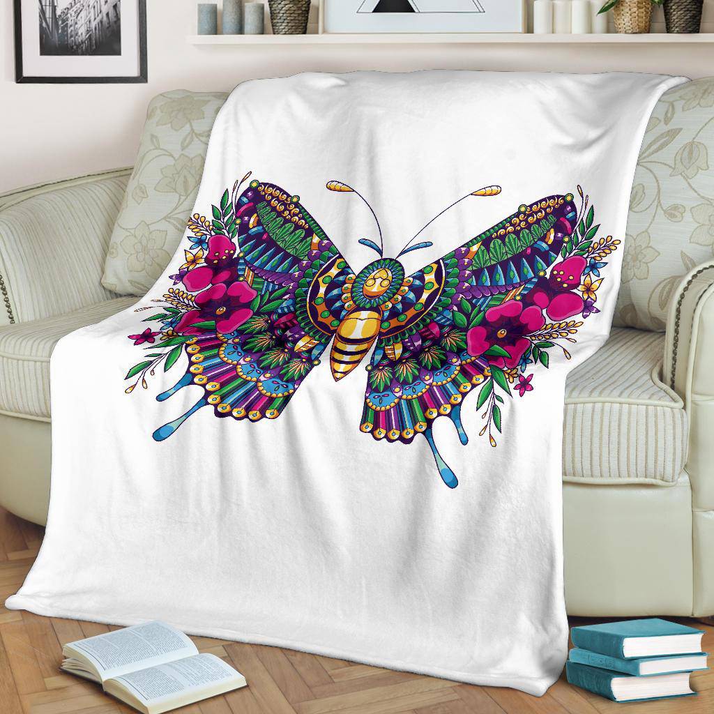 Premium Blanket Butterfly Mandala Zentangle Illustration - Top Content | POD Collection | Free Shipping