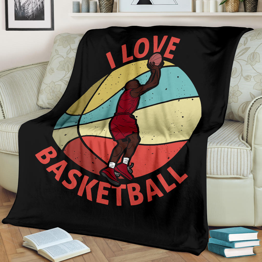 I love basketball mockup design retro style blanket - Top Content | POD Collection | Free Shipping