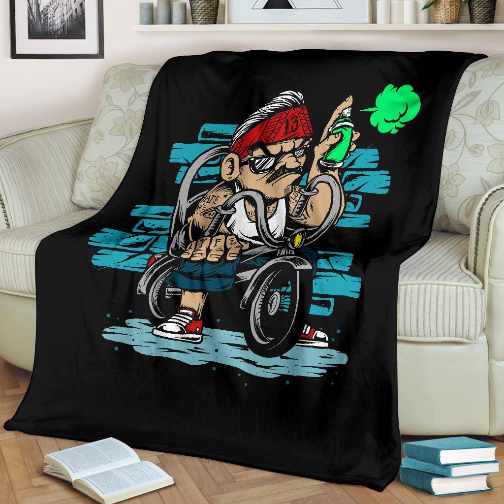 Bicycle Gangster Cool Hand Drawn Graffiti Illustration Premium Blanket - Top Content | POD Collection | Free Shipping