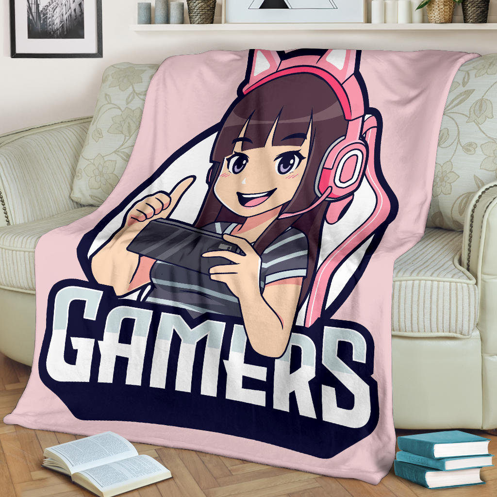 Gamers Cat Pink Blanket