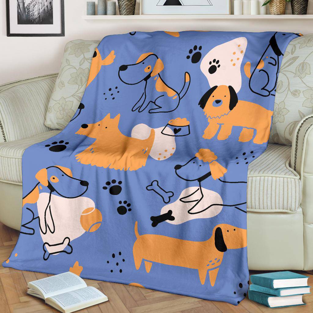 Premium Blanket Cute Dog Puppy Character Background Simple Style - Top Content | POD Collection | Free Shipping