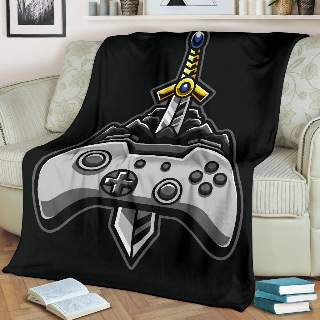 Premium Blanket Gaming Joy Stick With Sword Cartoon - Top Content | POD Collection | Free Shipping