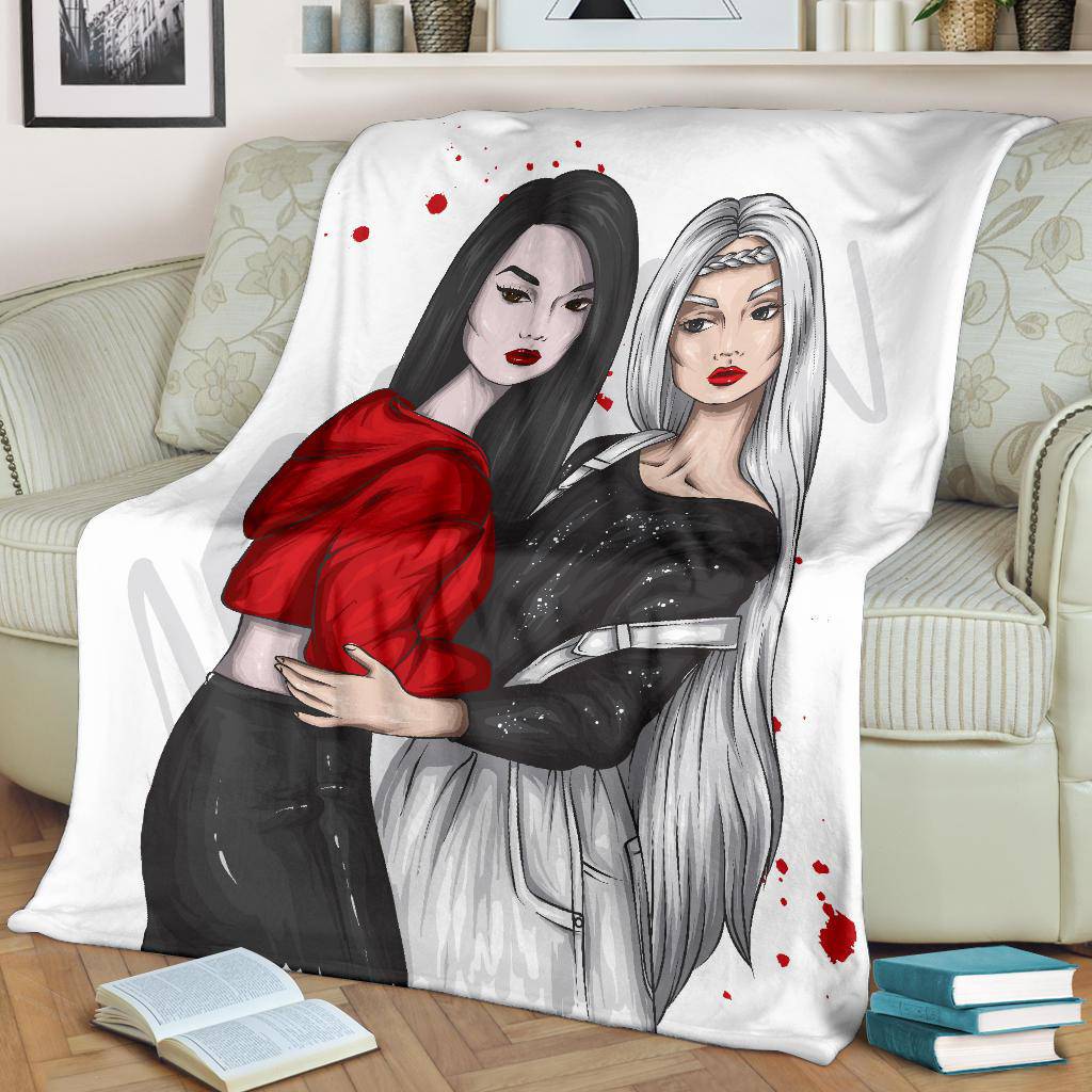 Premium Blanket Beautiful Girlfriends In Stylish Clothes Vector - Top Content | POD Collection | Free Shipping