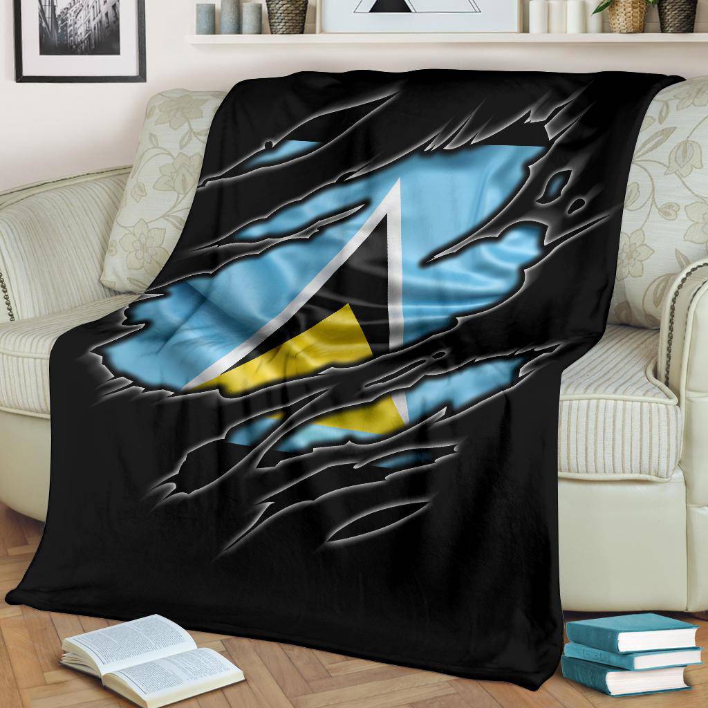 Saint Lucia Flag Premium Blanket - Top Content | POD Collection | Free Shipping