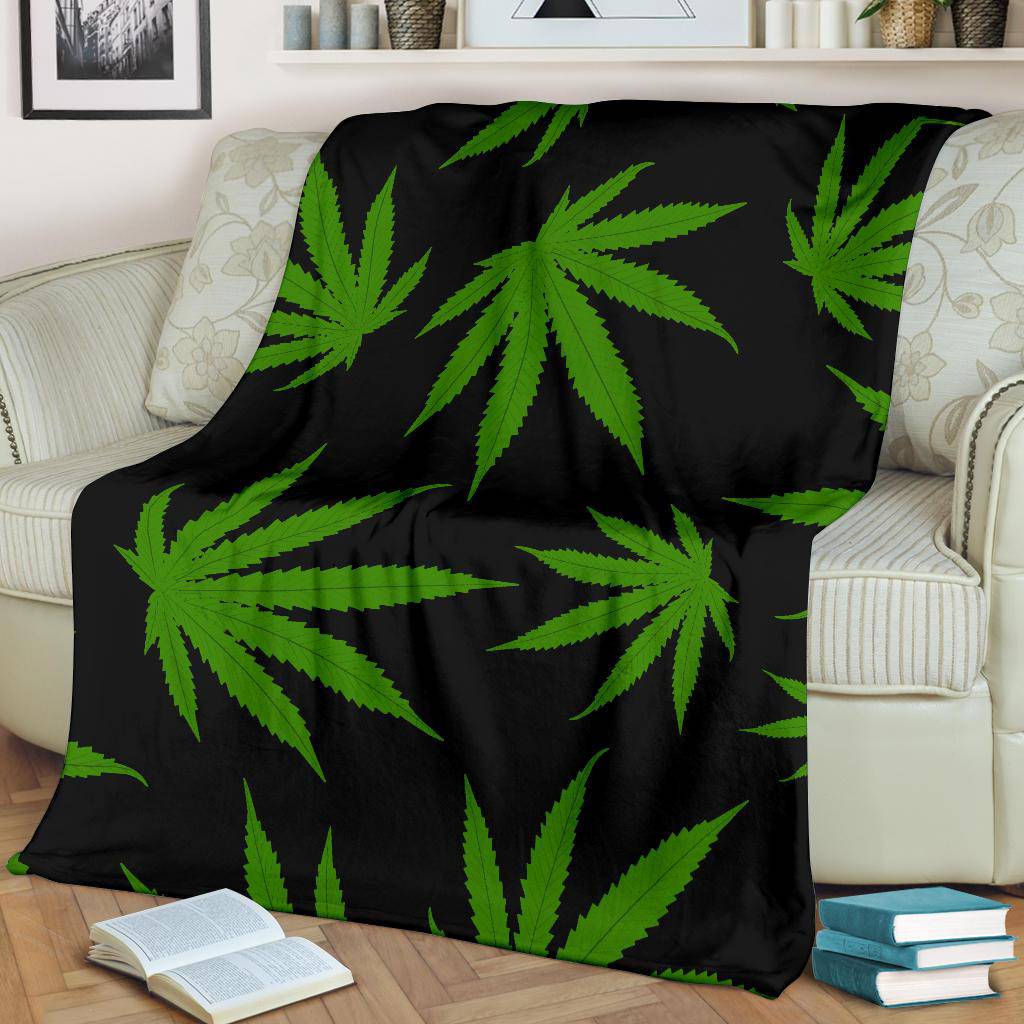 Green Cannabis Weed Marijuana Leaves Pattern Premium Blanket - Top Content | POD Collection | Free Shipping