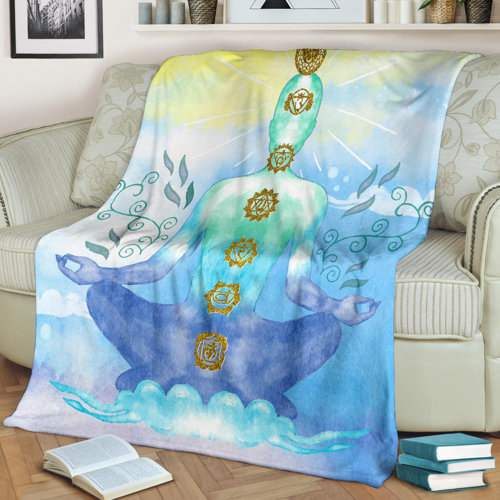 chakras meditation illustration blanket - Top Content | POD Collection | Free Shipping