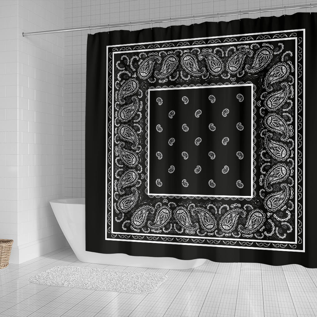 Black Bandana Shower Curtain