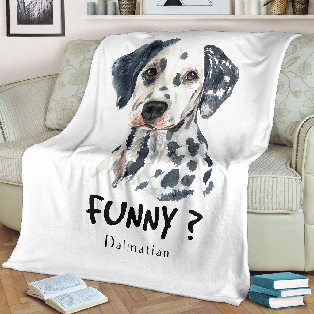 Watercolour Dalmatian Portrait Premium Blanket, Funny Dog Cartoon - Top Content | POD Collection | Free Shipping