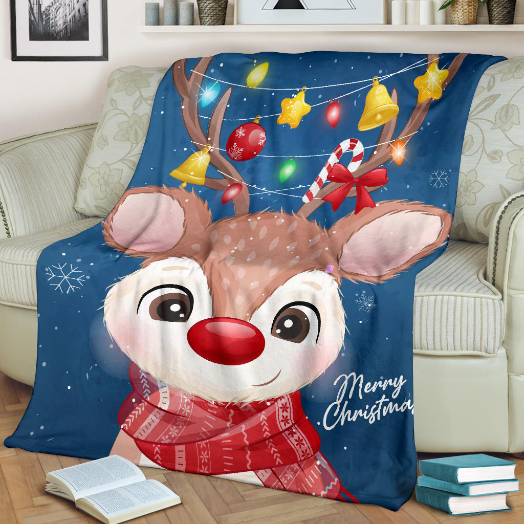 happy christmas deer watercolor blanket - Top Content | POD Collection | Free Shipping