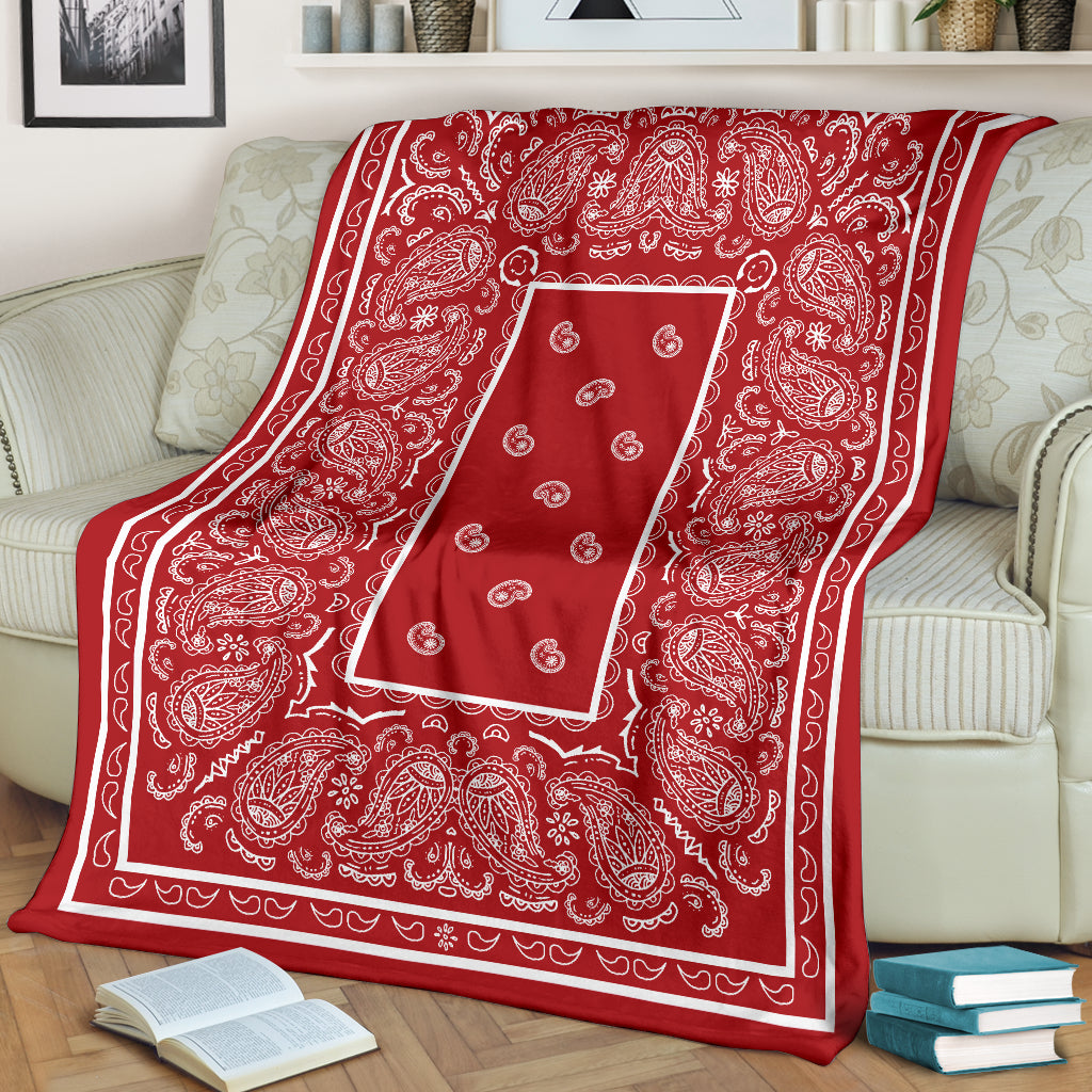 Ultra Plush Red and White Bandana Blanket