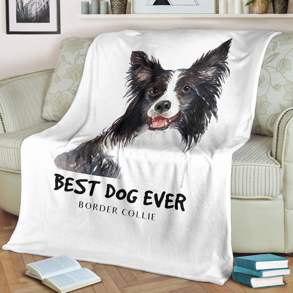 Best Dog Ever Premium Blanket, Border Collie Portrait Drawing - Top Content | POD Collection | Free Shipping