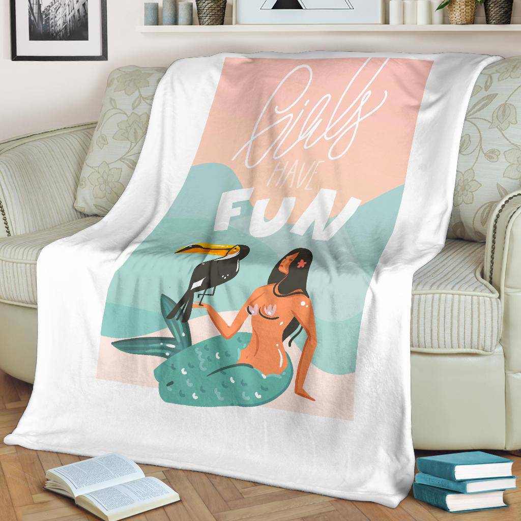 Hand Drawn Cartoon, Girls Have Fun Premium Blanket - Top Content | POD Collection | Free Shipping