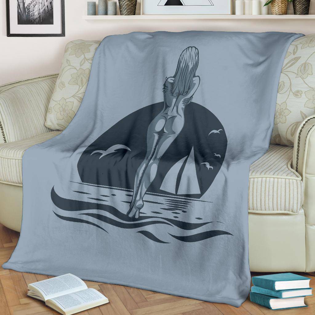 Nude Girl At Sea Sunset Art Premium Blanket - Top Content | POD Collection | Free Shipping