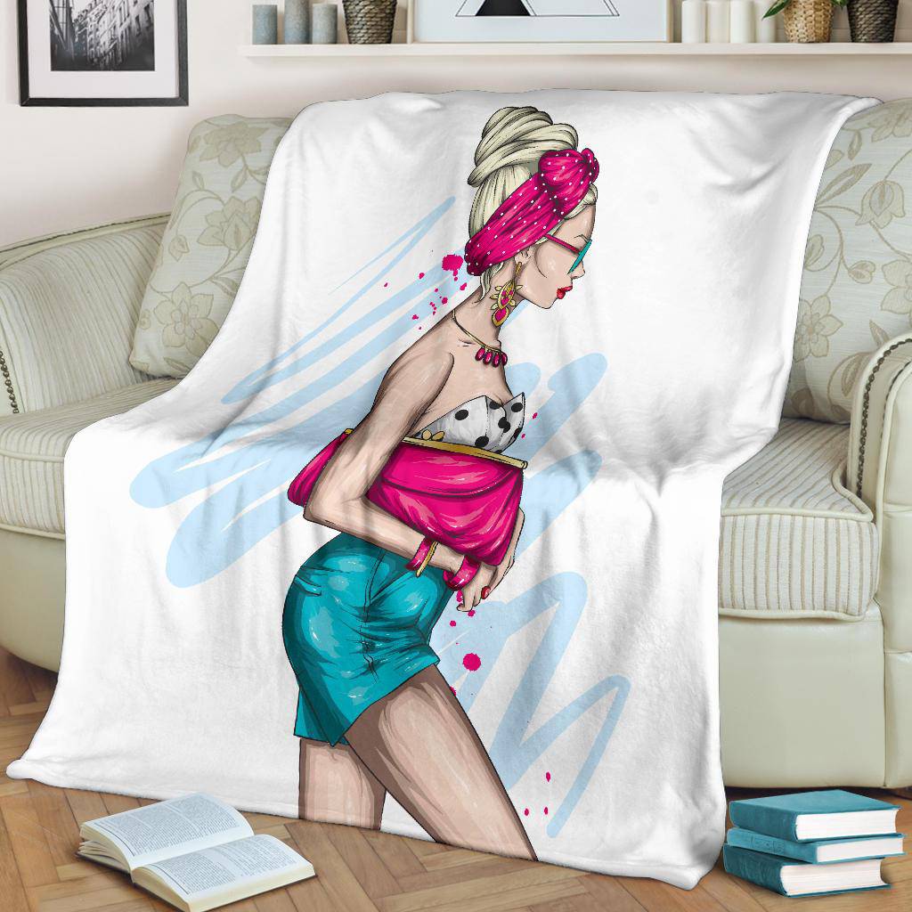 Beautiful Stylish Girl in Summer Premium Blanket - Top Content | POD Collection | Free Shipping