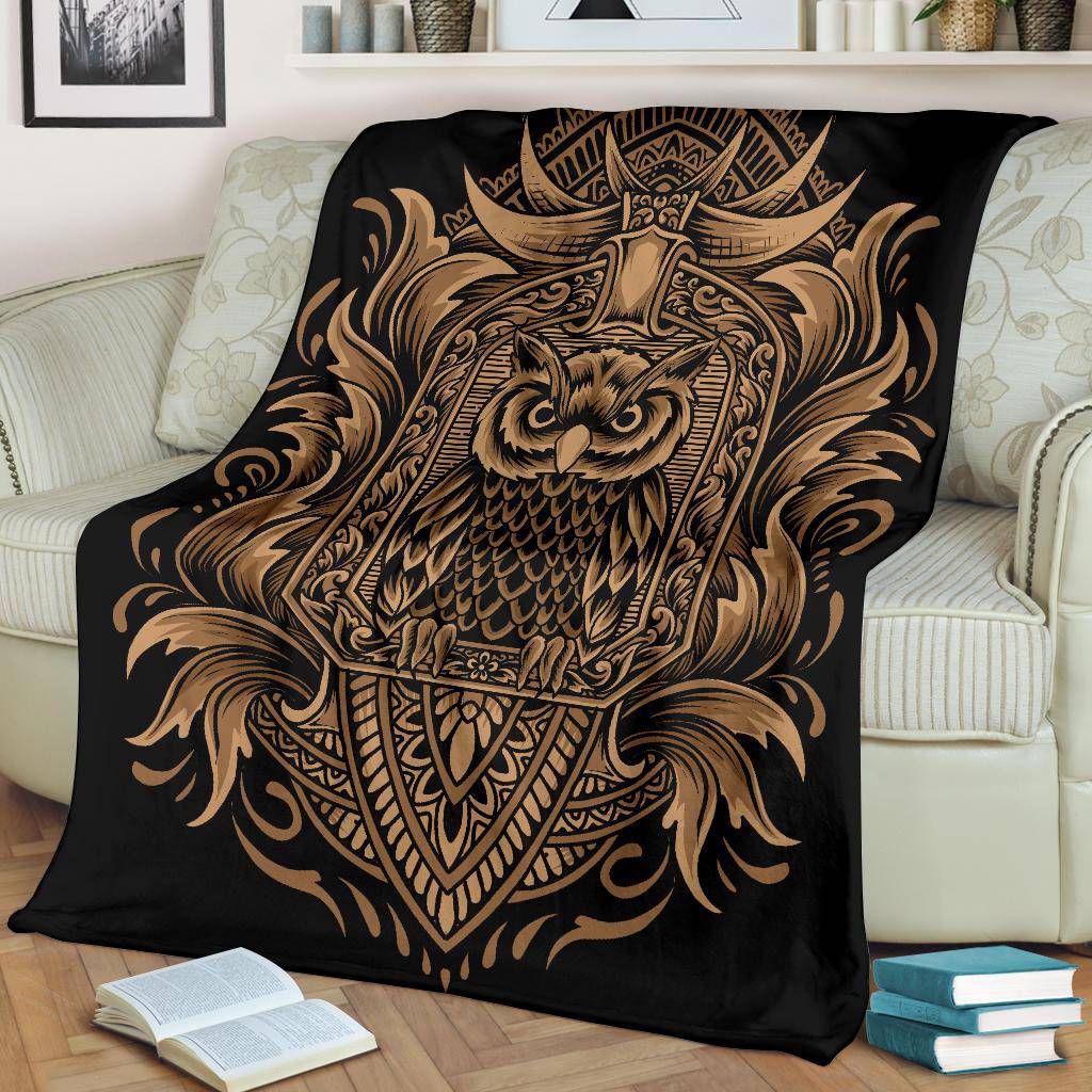 Owl Bird With Vintage Ornaments Premium Blanket - Top Content | POD Collection | Free Shipping