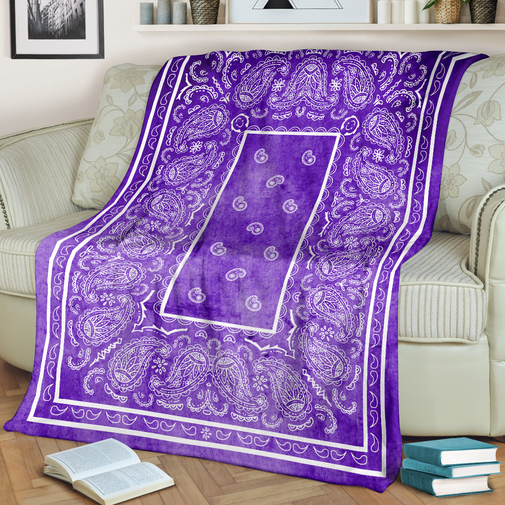 Ultra Plush Purple Denim Fleece Bandana Blanket