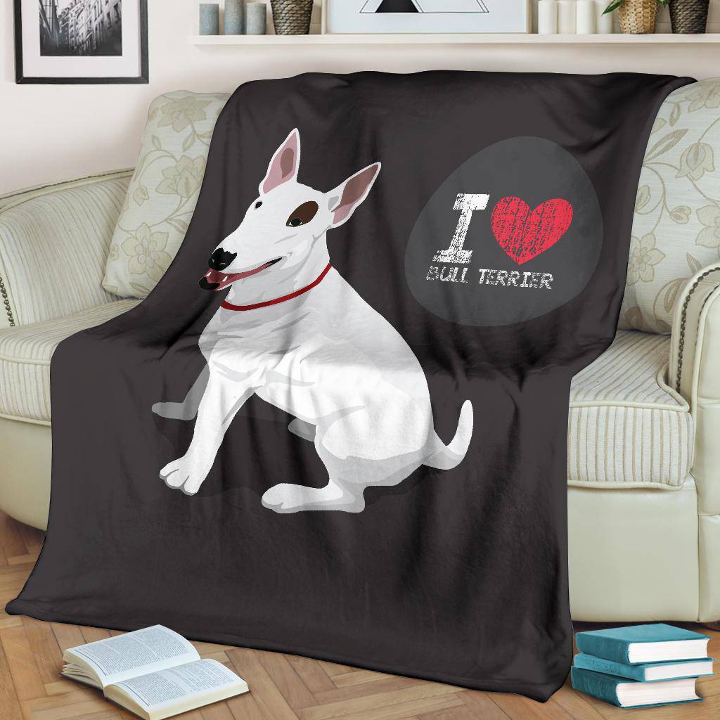 Premium Blanket I Love Bull Terrier Dog Lover Cartoon - Top Content | POD Collection | Free Shipping