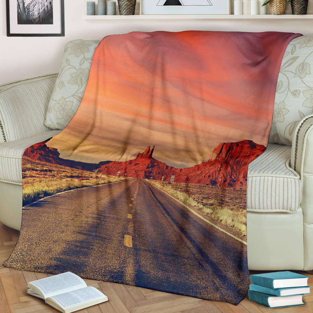 Road Monument Valley Sunset USA Photography Premium Blanket - Top Content | POD Collection | Free Shipping