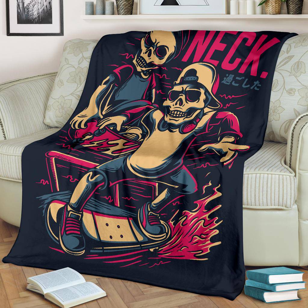 Premium Blanket Neck Skull Skater Cartoon - Top Content | POD Collection | Free Shipping