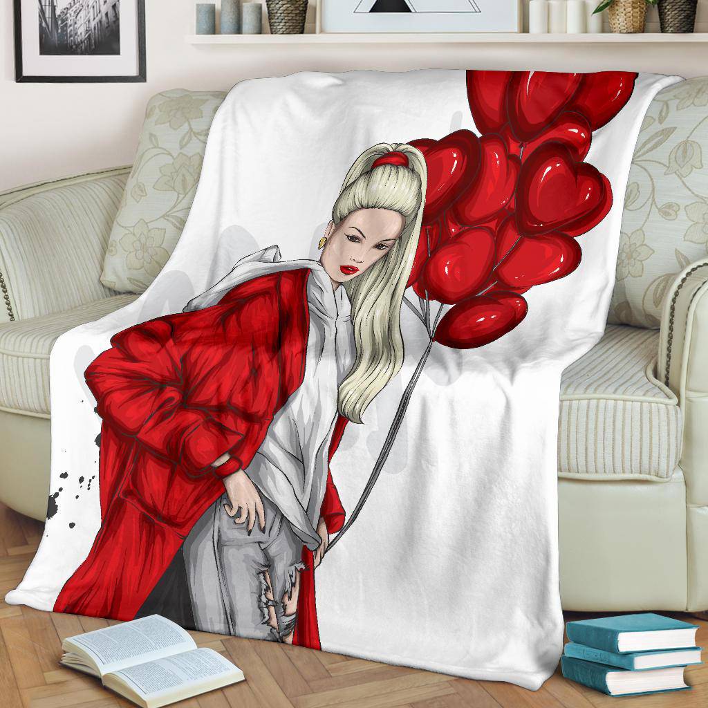 Beautiful Heart Ballon Girl Premium Blanket - Top Content | POD Collection | Free Shipping