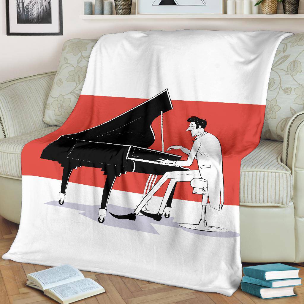 Pianist Cartoon Drawing, Musician Premium Blanket - Top Content | POD Collection | Free Shipping