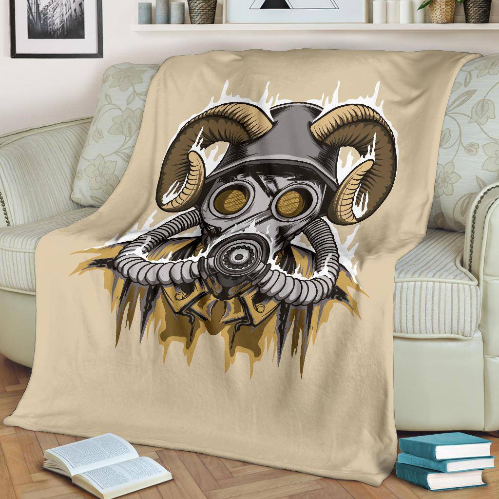 Cool Drawing Of A Masked With Horns Character Premium Blanket - Top Content | POD Collection | Free Shipping