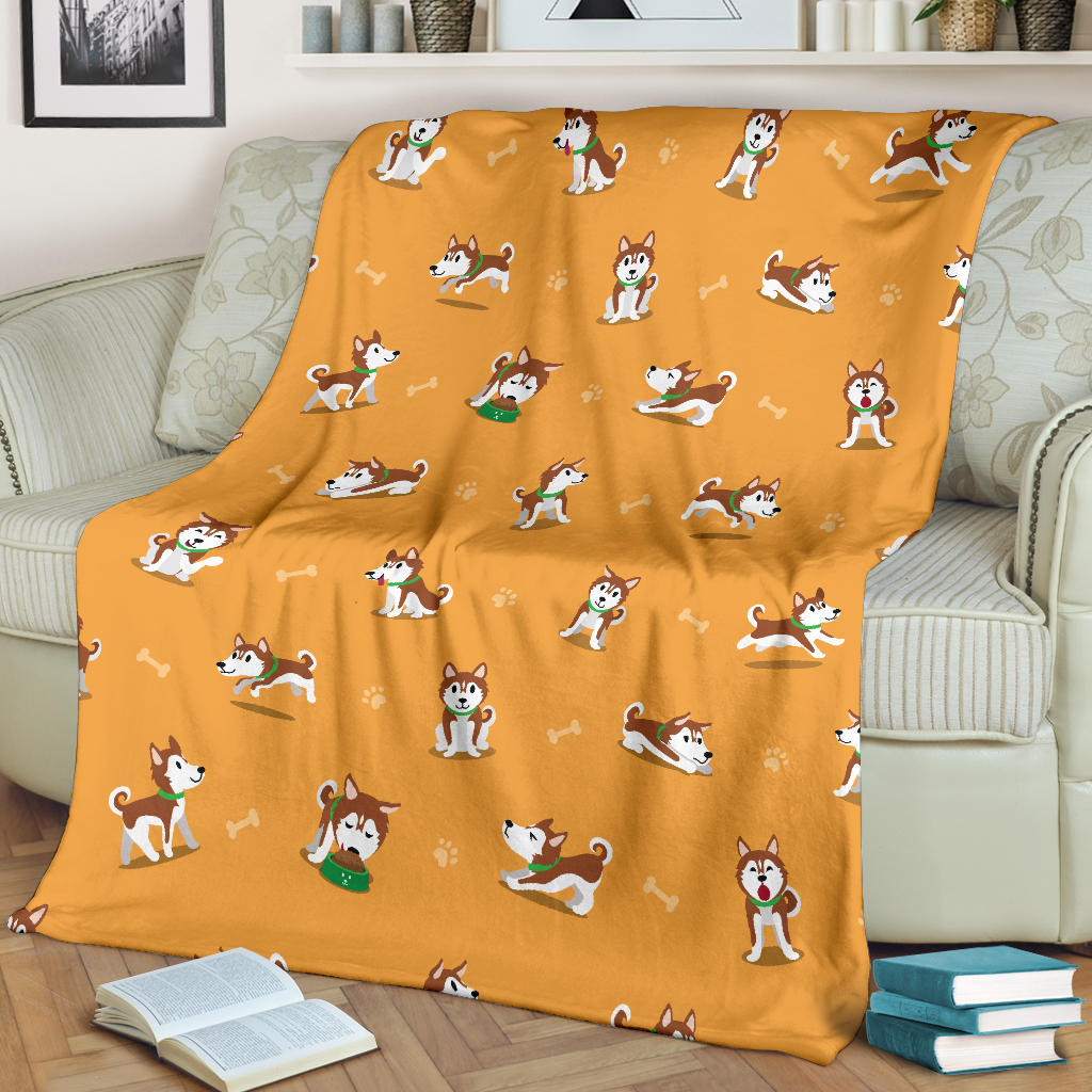 Siberian Husky Paws and Bones Blanket