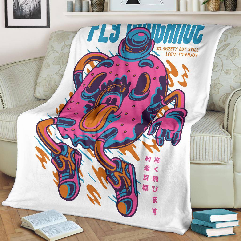 Fly Sweet Doughnut Art Cartoon Premium Blanket - Top Content | POD Collection | Free Shipping