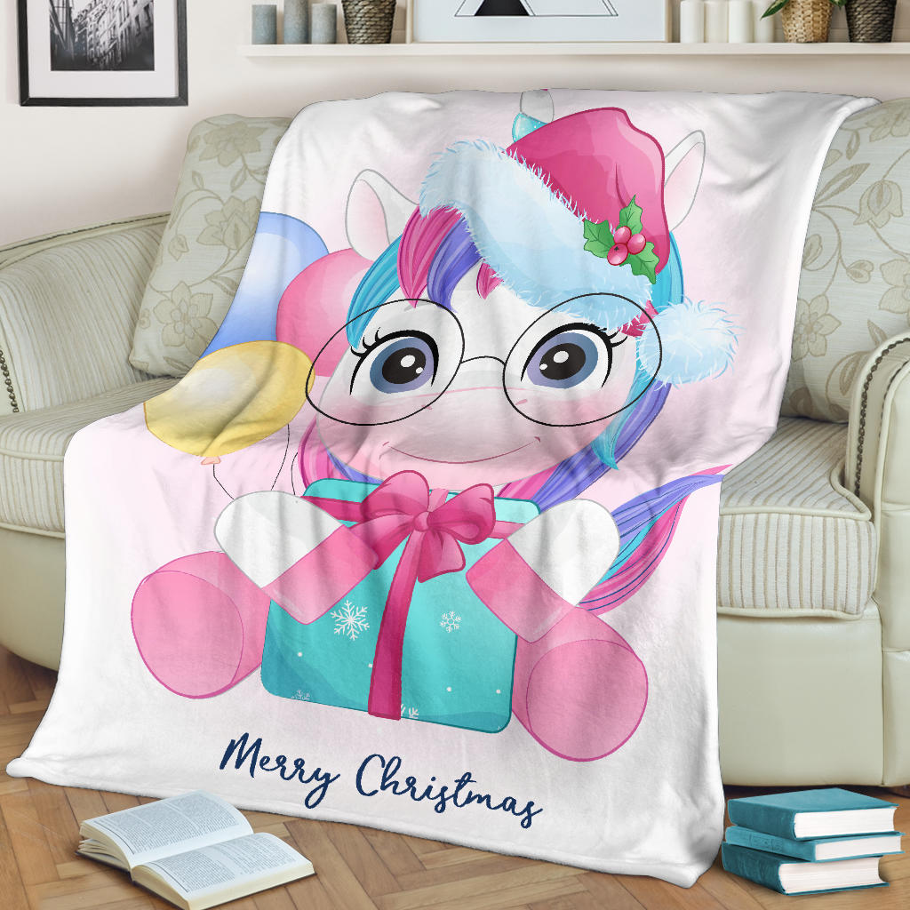 winter unicorn with baloons merry christmas blanket - Top Content | POD Collection | Free Shipping