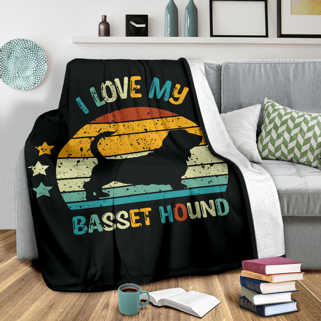 Basset Hound Blanket, Basset Hound Retro Blanket, Basset Hound Throw Blanket, Basset Hound Gifts