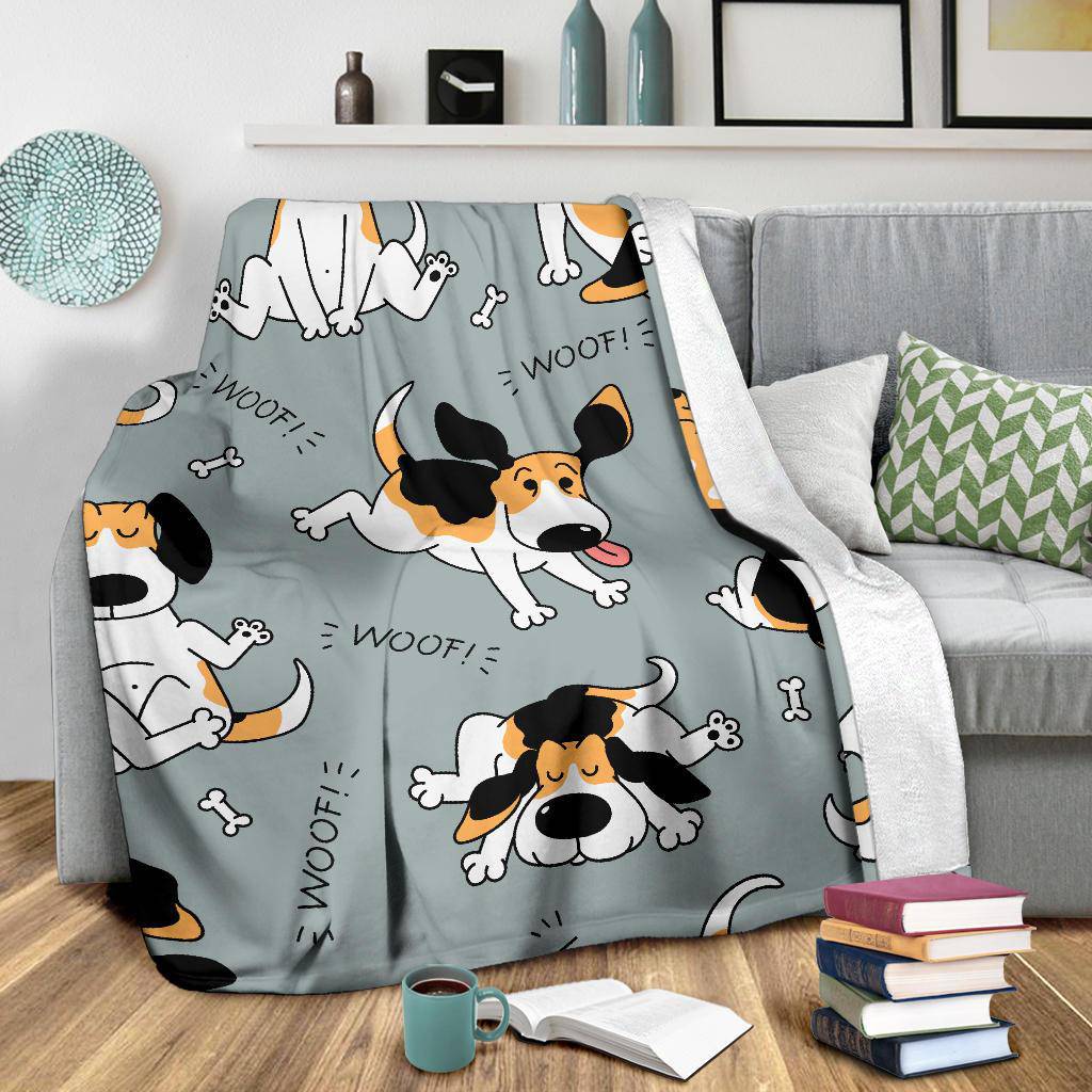 Premium Blanket Sketch Beagle Dog Pattern Background Cartoon - Top Content | POD Collection | Free Shipping