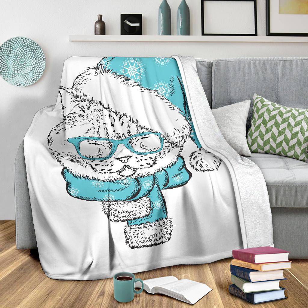 Smart Chirstmas Cat Cartoon Premium Blanket - Top Content | POD Collection | Free Shipping